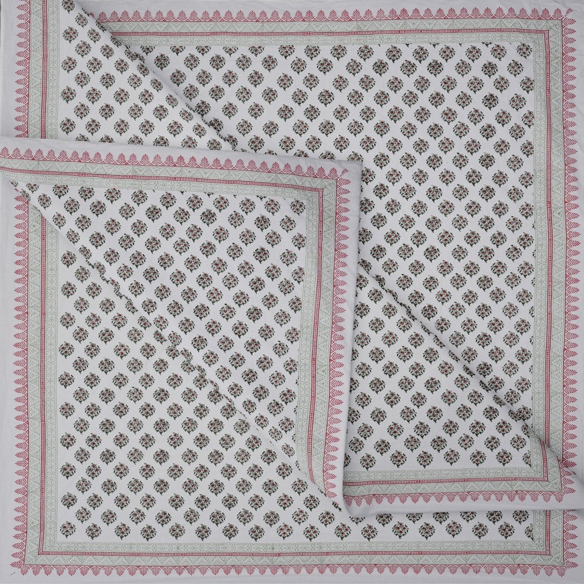 folded view of jaipur blooms printed double printed bed sheet