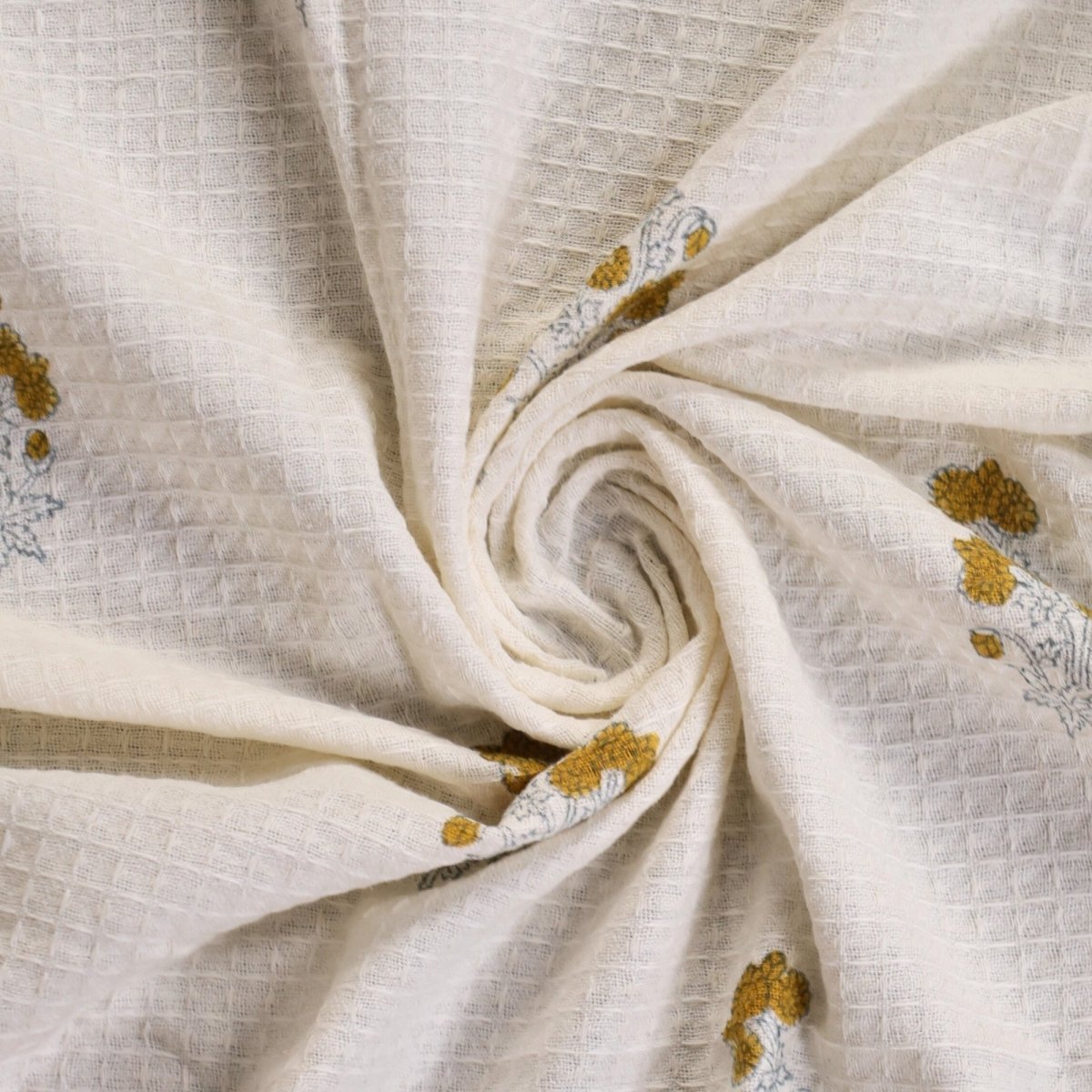 Pure Cotton Hand and Bath Towel Set | Hand Block Printed In Yellow Floral Pattern | Handmade in India