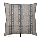 Pure Cotton Stripe Block Printed Cushion Cover in Charcoal and offwhite - 18"x18"