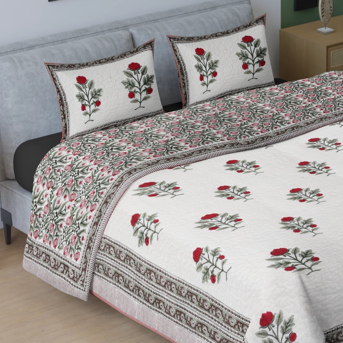 Reversible Handprinted with Bright Flora
