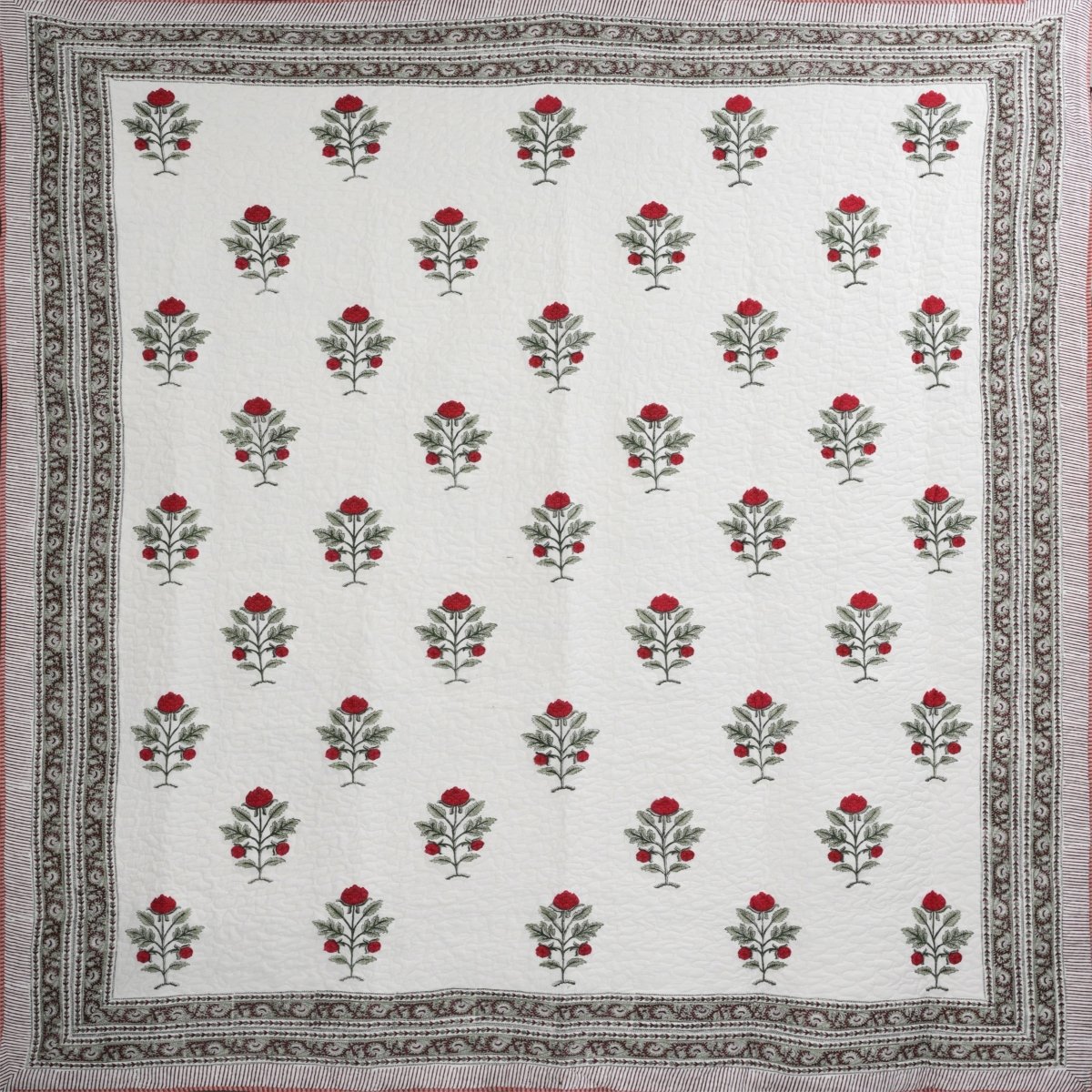 top view of Quilted Double Bed Cover in Fine Cotton