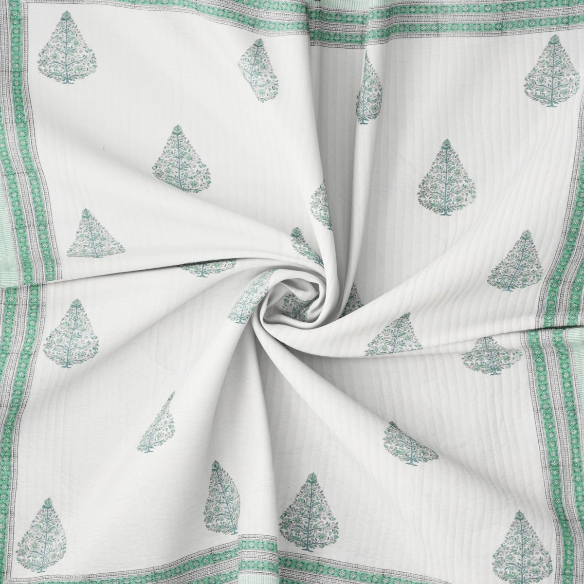 top view of Quilted Double Bed Cover in Fine Cotton 
