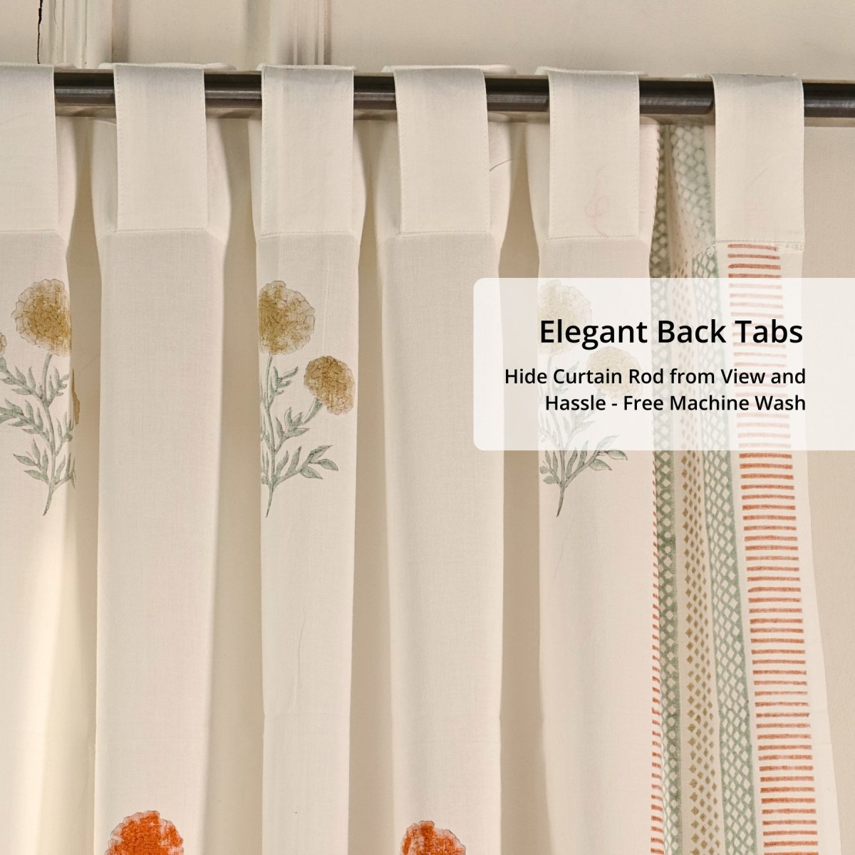 Rust, Mustard and Teal Sheer Cotton Window And Door Curtains | 5 / 7 ft | Marigold Collection