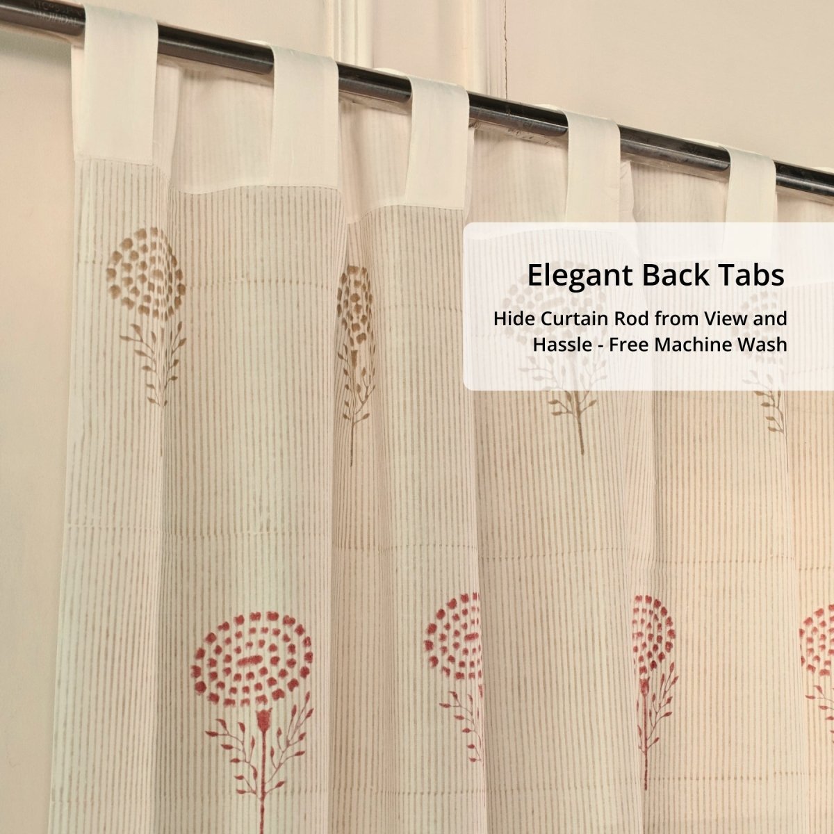 Rust, Mustard & Taupe Sheer Cotton Window And Door Curtains | 5 / 7 ft | Marigold Collection