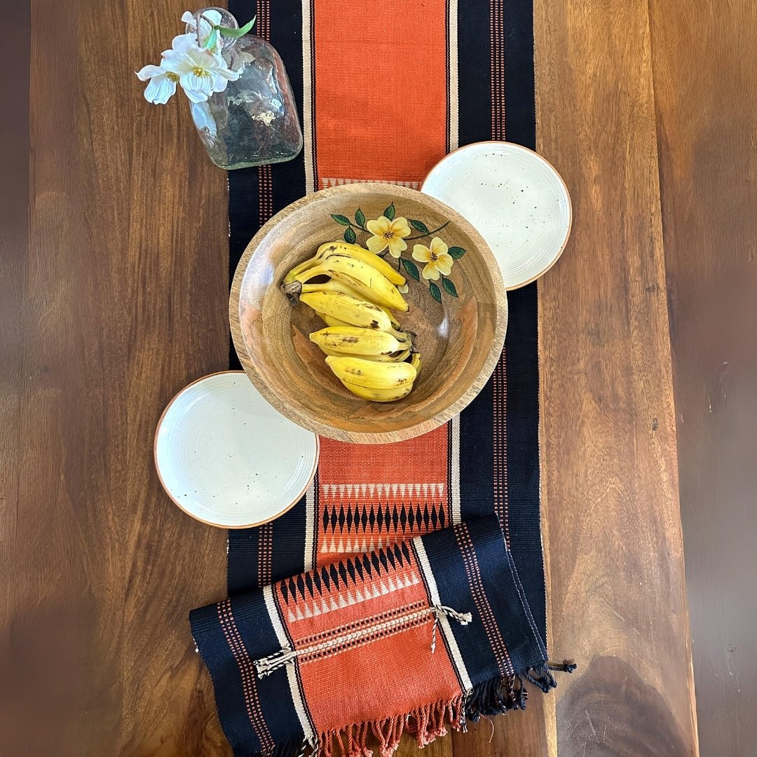 Tangerine Striped Handwoven Table Runner