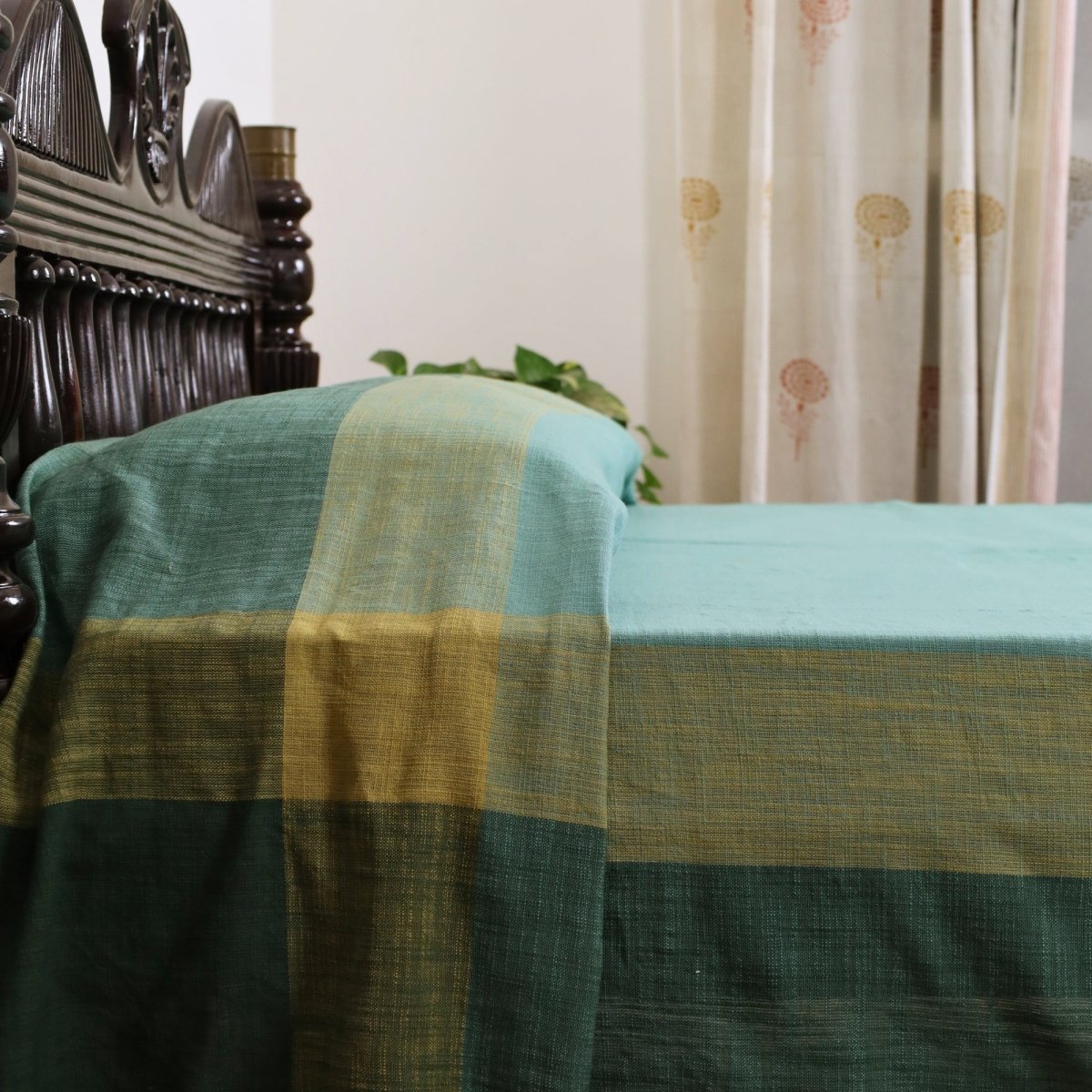Teal Cotton Bed Cover | Marigold Collection