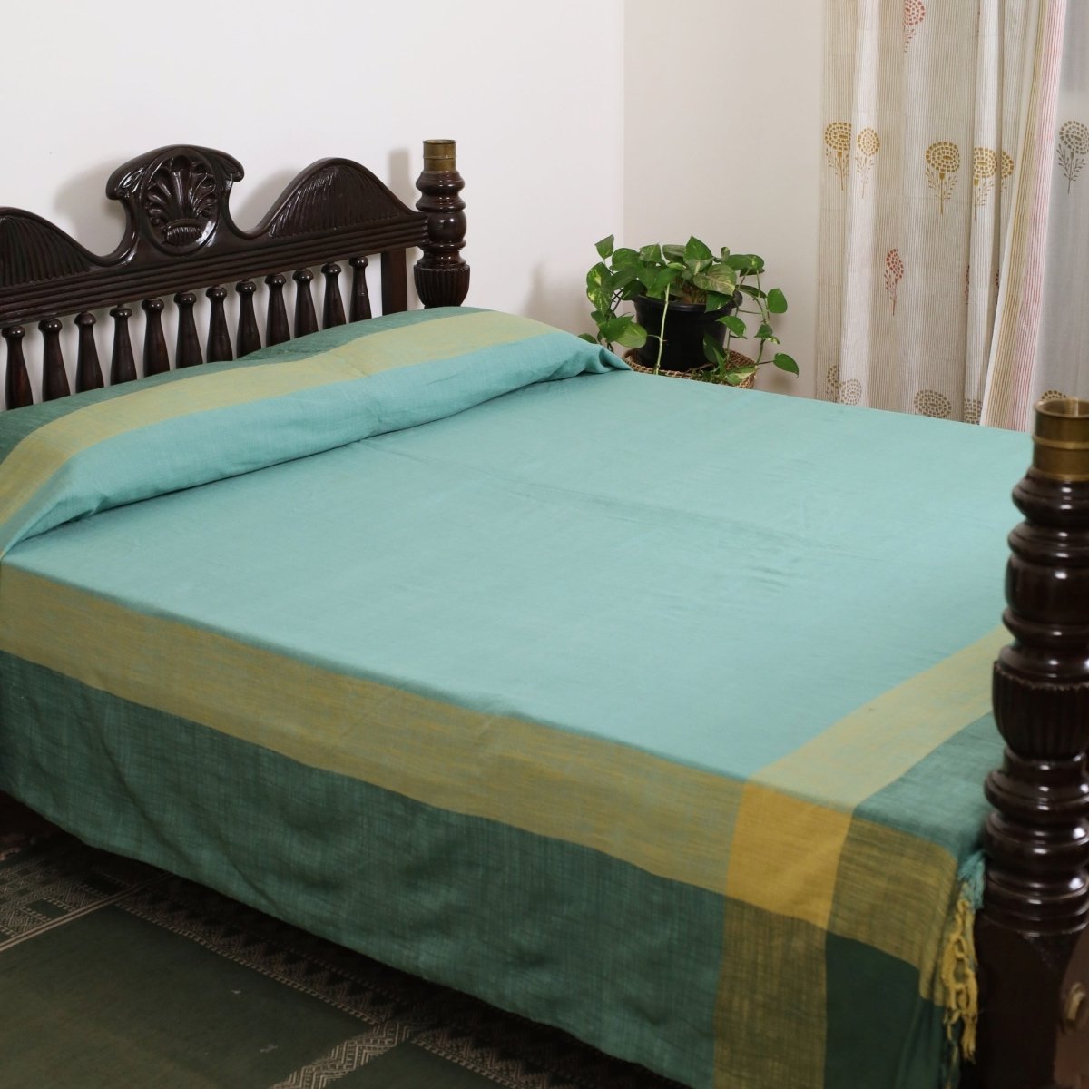 Teal Cotton Bed Cover | Marigold Collection