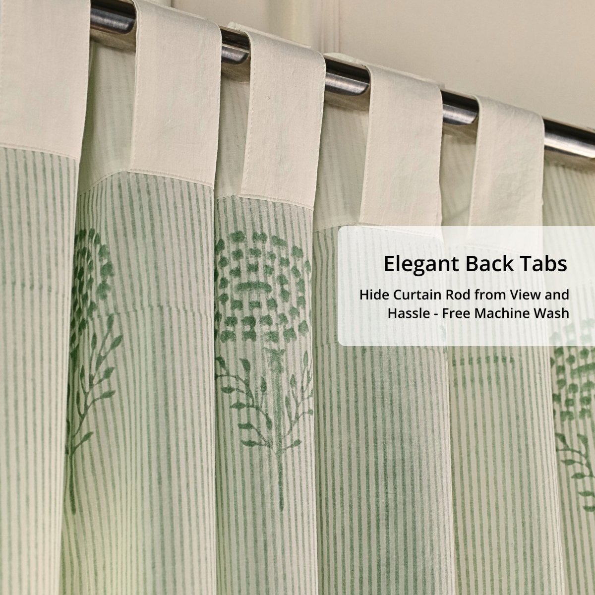 Teal, Green & Taupe Sheer Cotton Window And Door Curtains | 5 / 7 ft | Marigold Collection