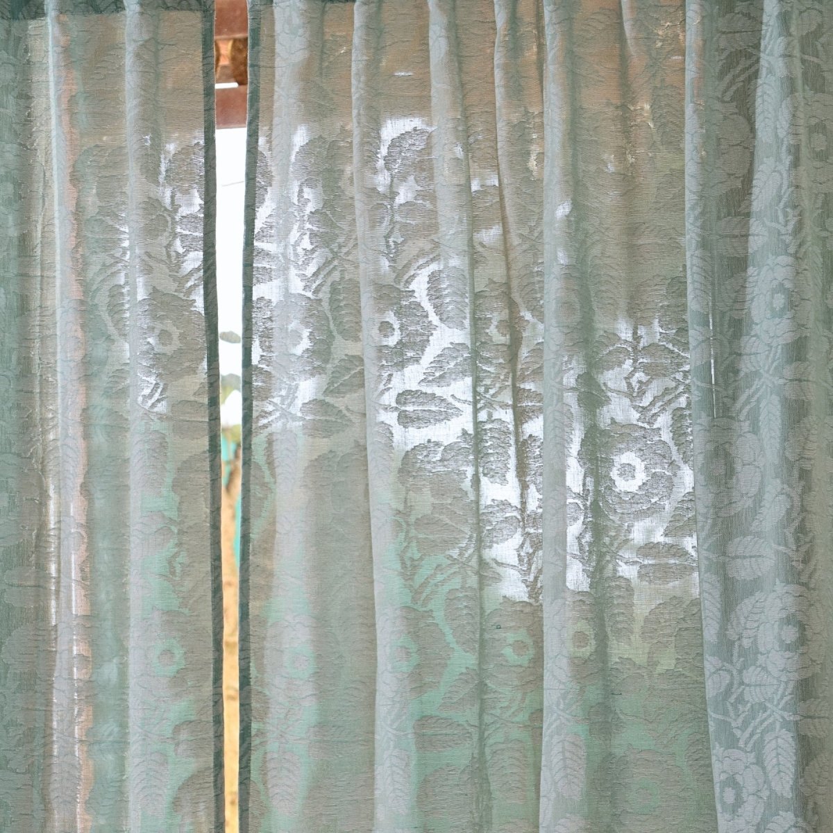Teal Semi-Transparent Curtain for Door| Length 7ft | Marigold Collection