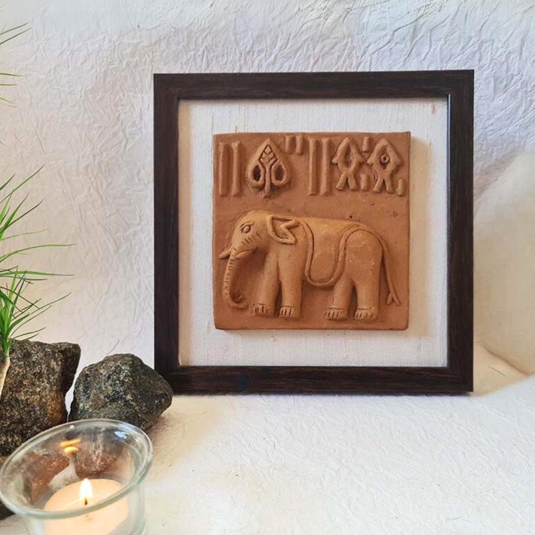 Terracotta Harappan Elephant Seal Replica with Frame