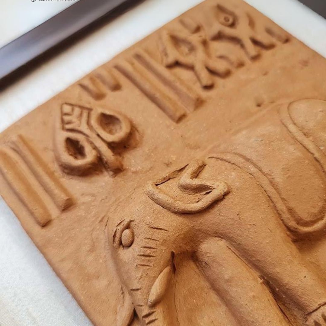 Terracotta Harappan Elephant Seal Replica with Frame
