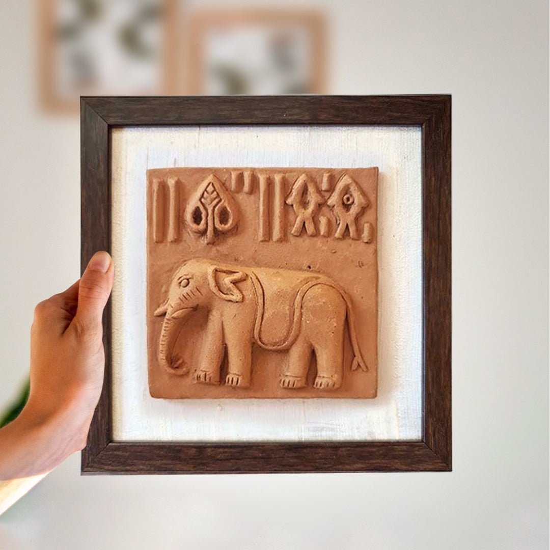 Terracotta Harappan Elephant Seal Replica with Frame