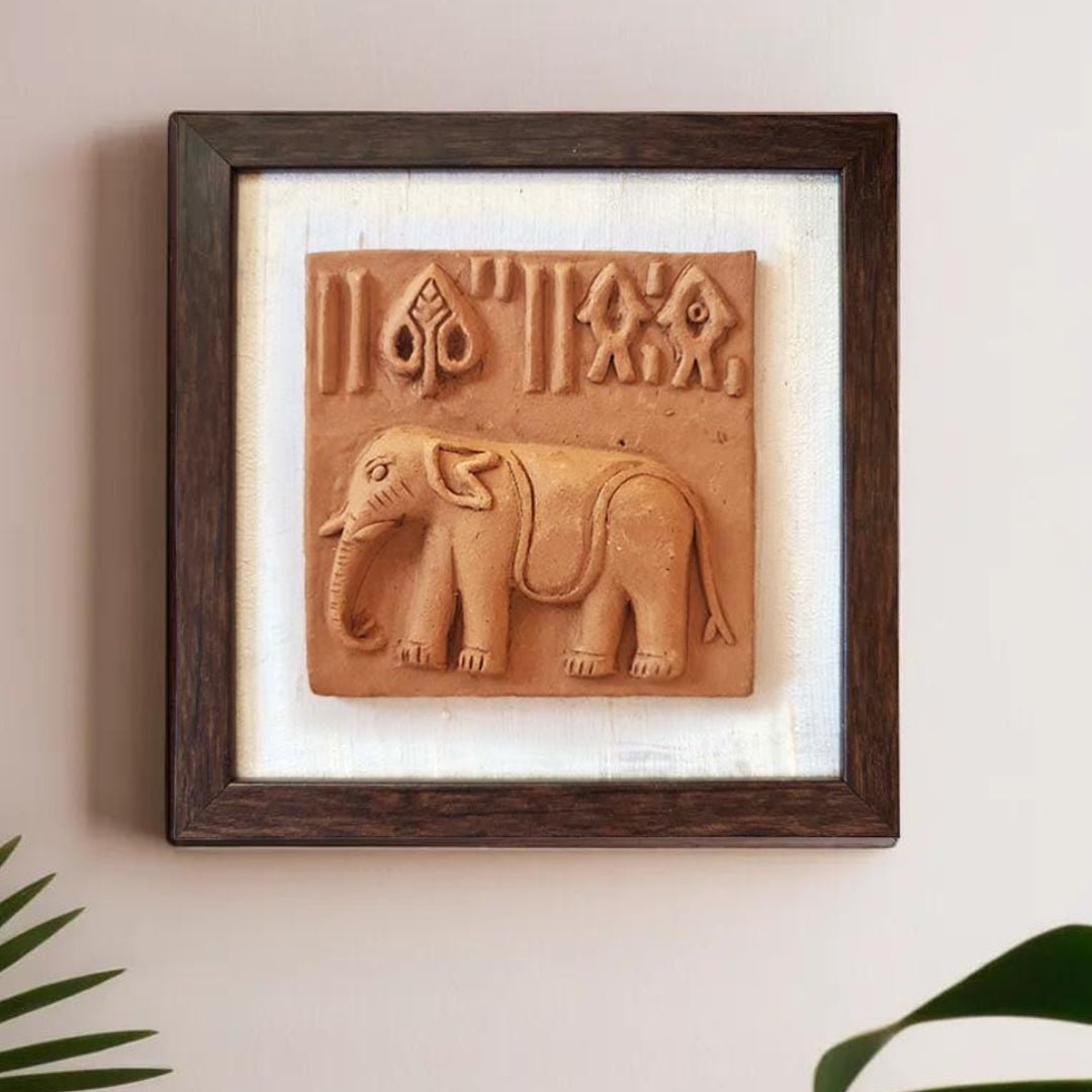 Terracotta Harappan Elephant Seal Replica with Frame