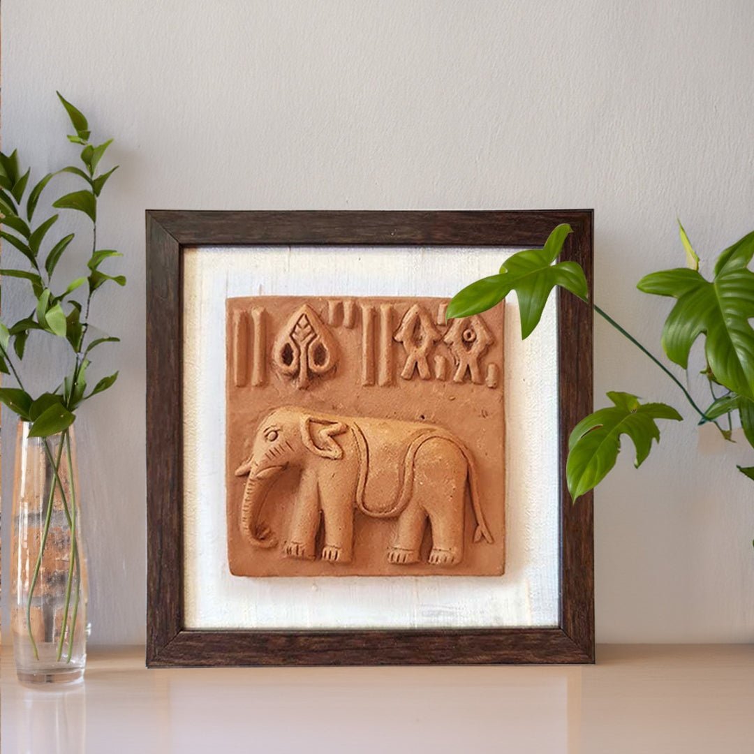 Terracotta Harappan Elephant Seal Replica with Frame