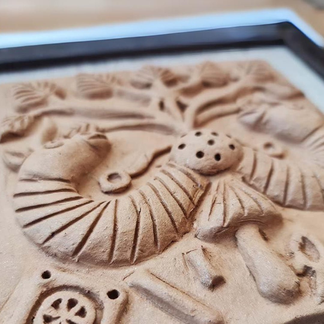 Terracotta Harappan Peepul Tree Seal Replica with Frame
