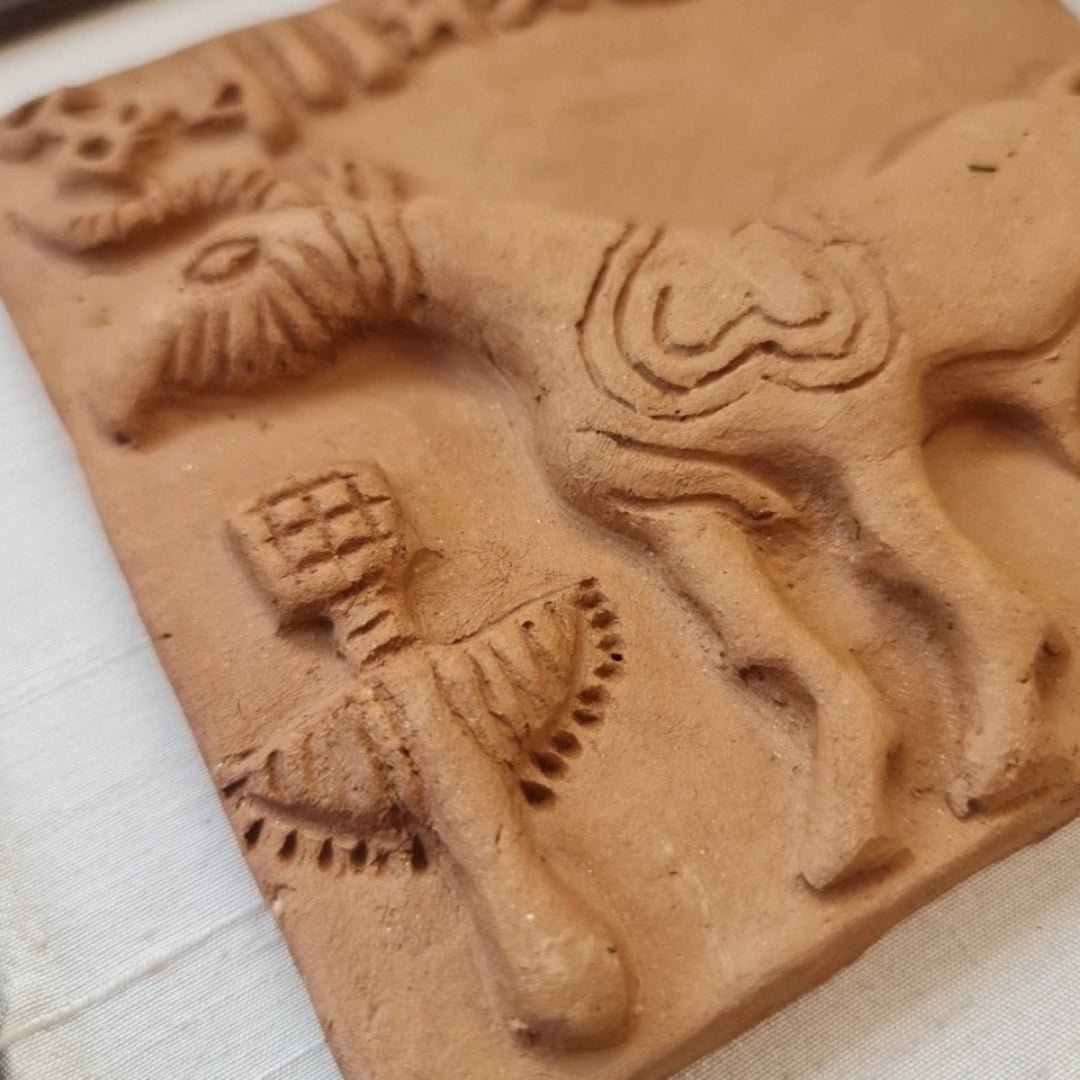 Terracotta Harappan Unicorn Seal Replica with Frame