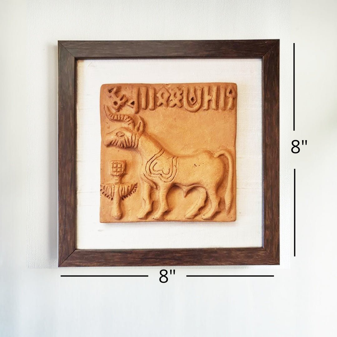 Terracotta Harappan Unicorn Seal Replica with Frame
