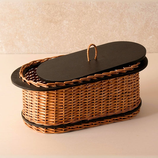 Wicker & Wood Bread Box | Handcrafted in Kashmir