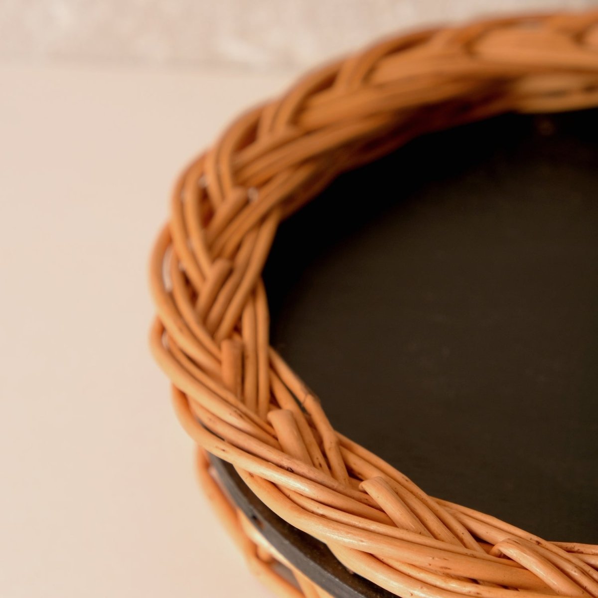 Wicker & Wood Bread Box, Serving Tray & Cutlery Holder Combo | Handcrafted in Kashmir