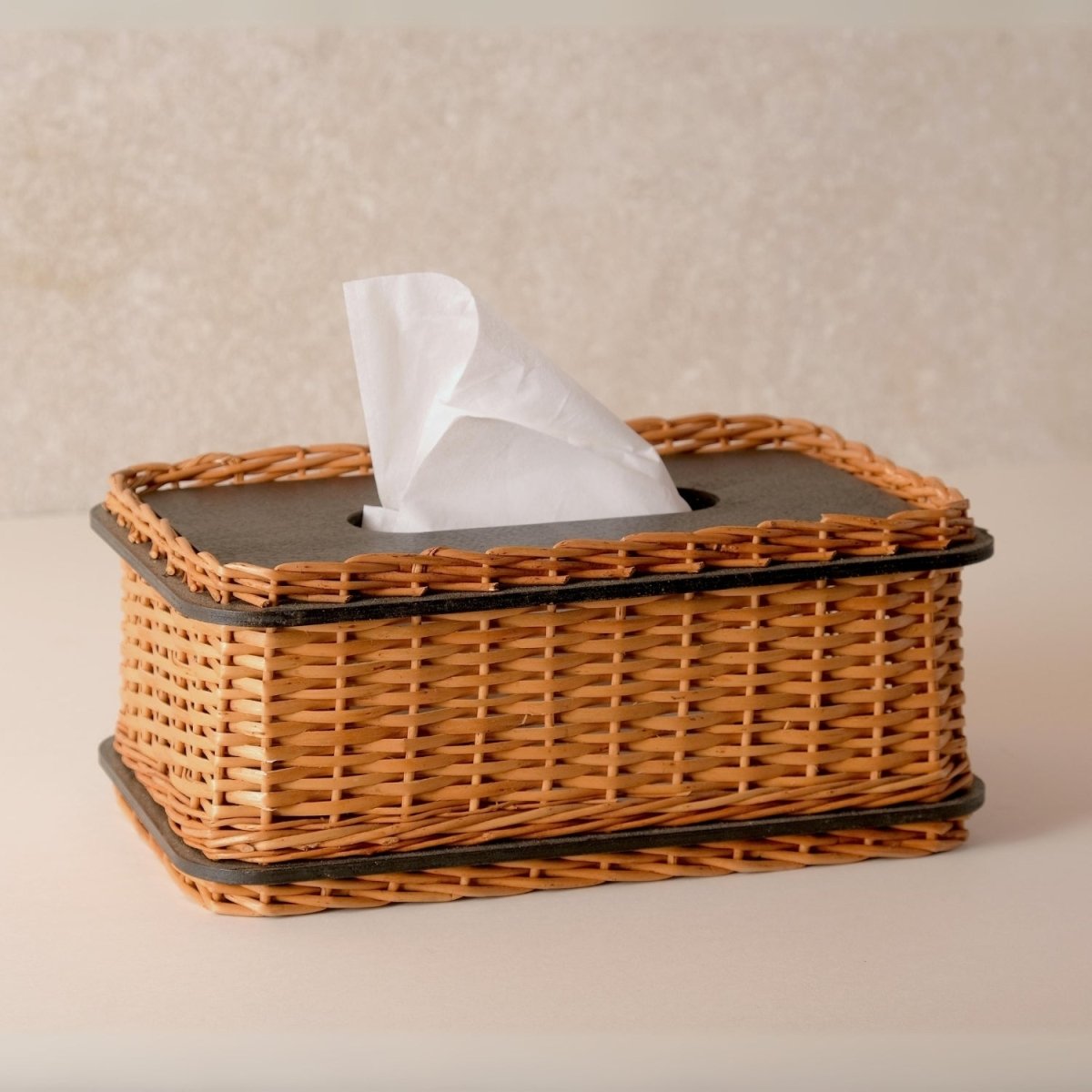 Wicker & Wood Bread Box & Tissue Box Combo | Handcrafted in Kashmir