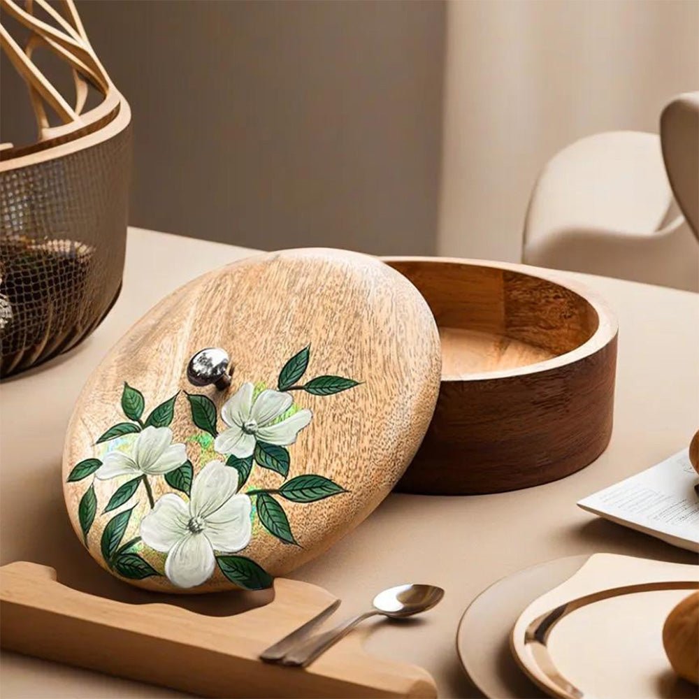 Wooden Roti Box Hand Painted And Crafted With Mango Wood - Eco Friendly Tableware