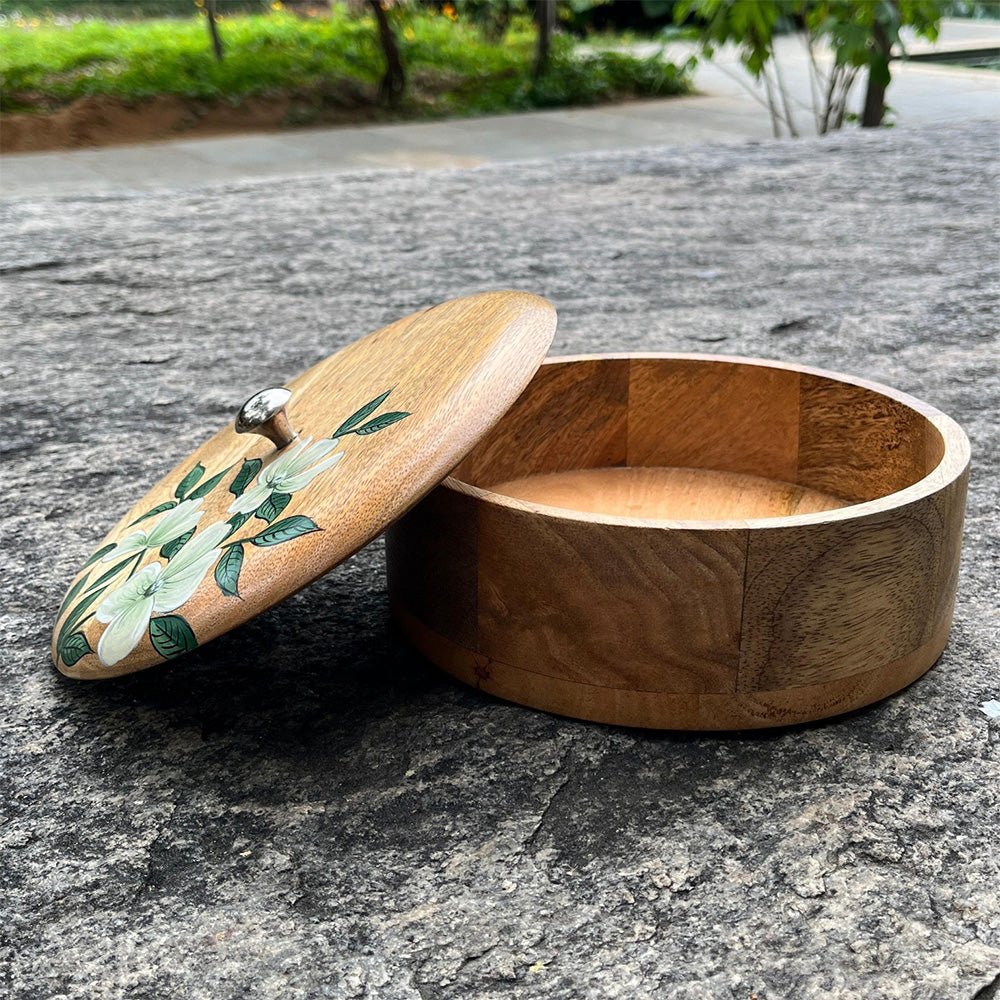 Wooden Roti Box Hand Painted And Crafted With Mango Wood - Eco Friendly Tableware