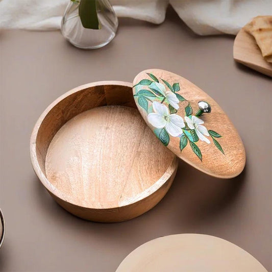 Wooden Roti Box Hand Painted And Crafted With Mango Wood - Eco Friendly Tableware